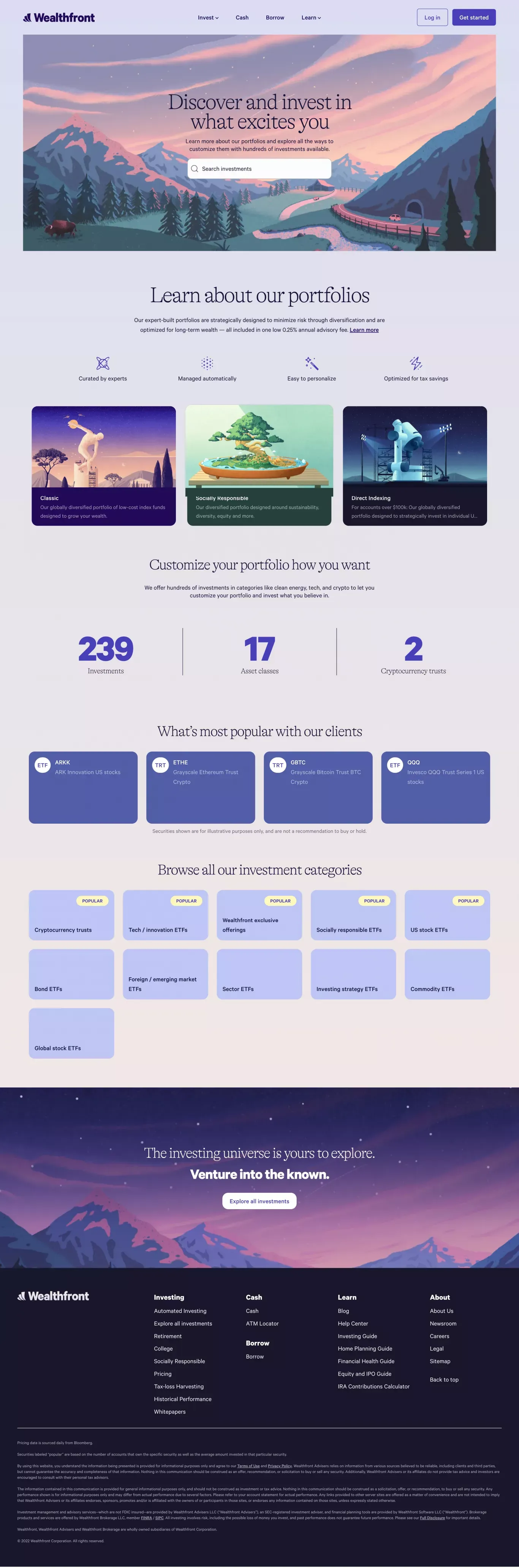 Make Wealth Your Own | Wealthfront - Landing design