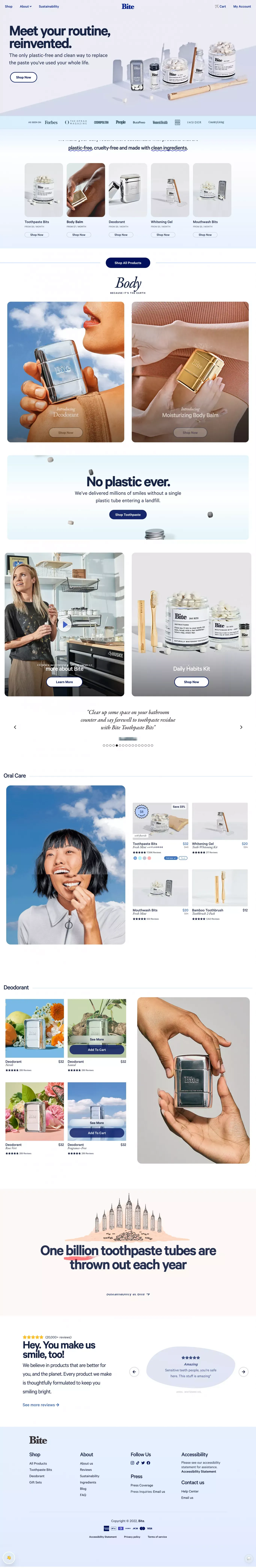 Bite Toothpaste Bits - Zero Waste Toothpaste Tablets and More - Ecommerce design