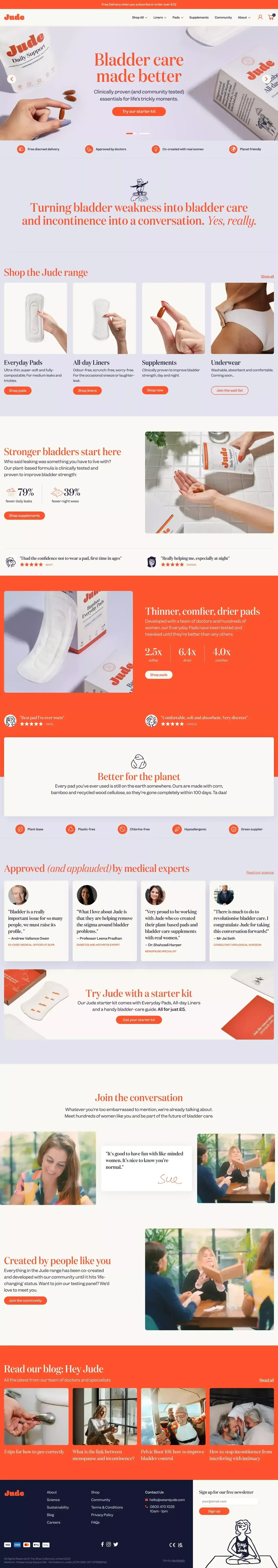 Jude - Bladder Care Made Better - Bladder Weakness - Incontinence - Ecommerce design