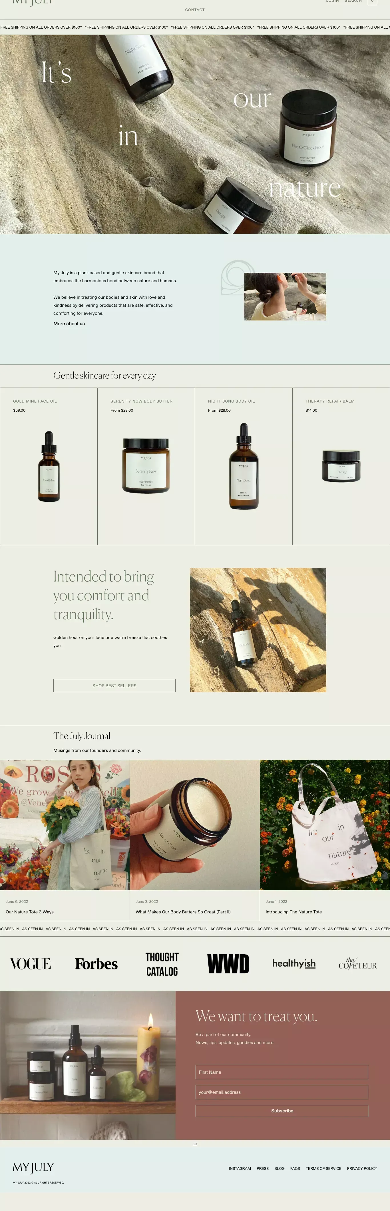 My July | It’s in our nature - Ecommerce design