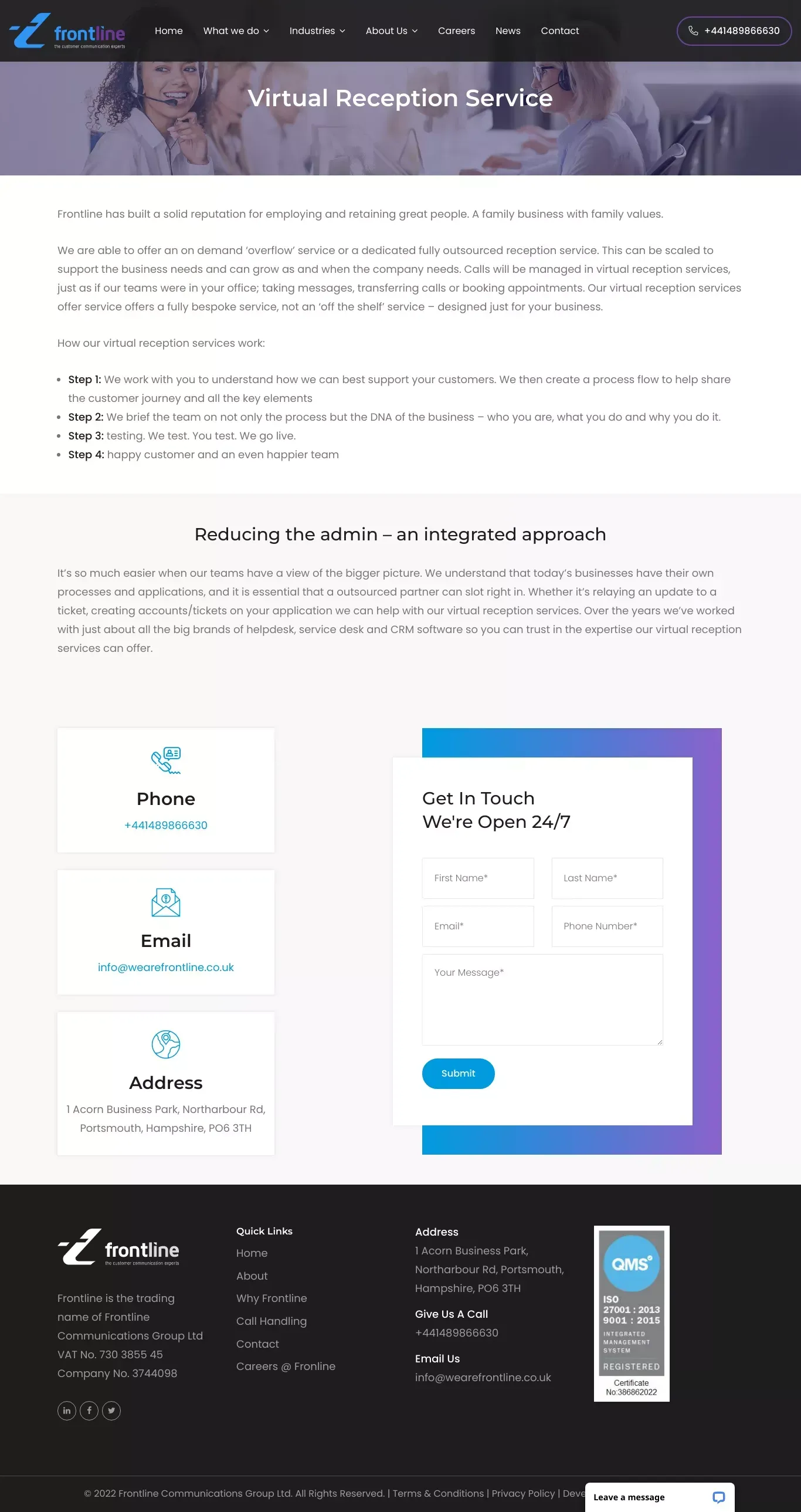 Virtual Reception Services - Virtual Receptionist - Frontline - Other design