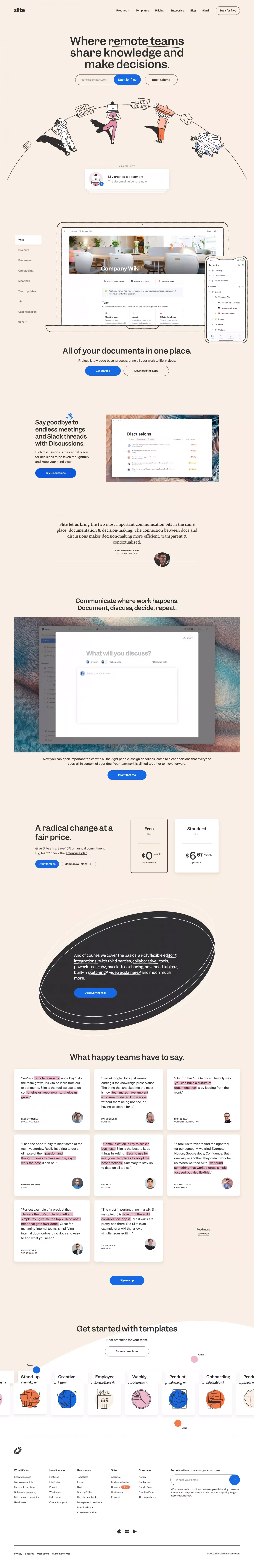 Slite - The workspace for remote teams - Landing design