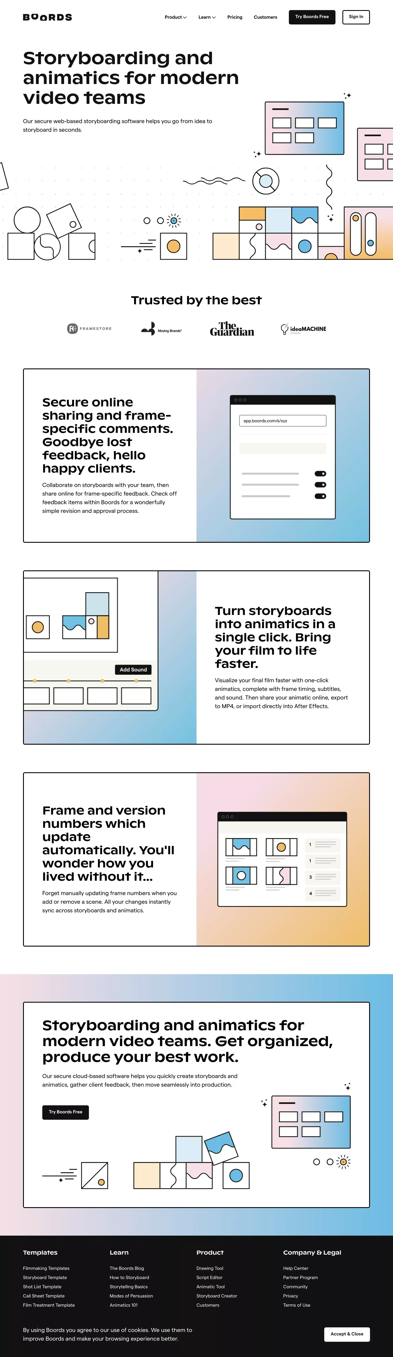 Free Online Storyboard Creator | Boords - Landing design