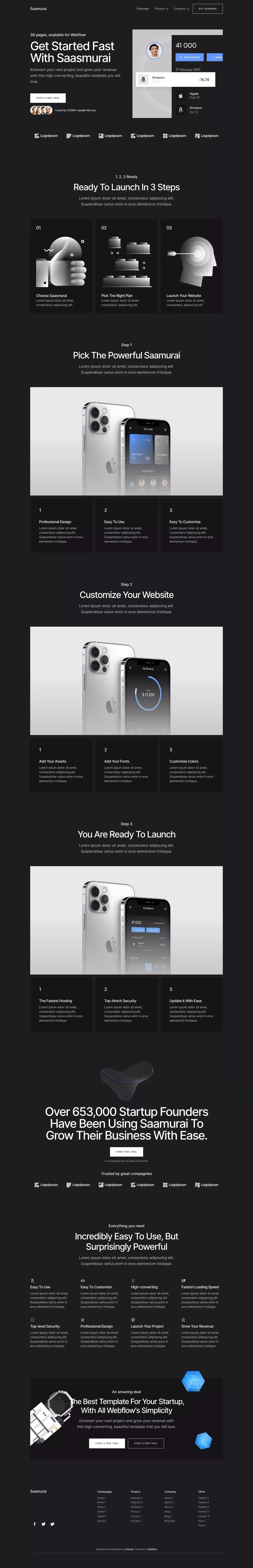Saamurai Webflow Template - Template design