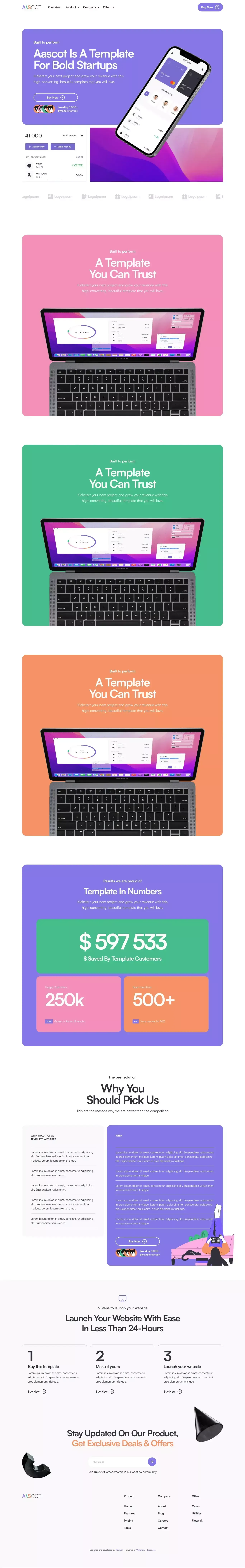 Ascot Webflow Template - Template design