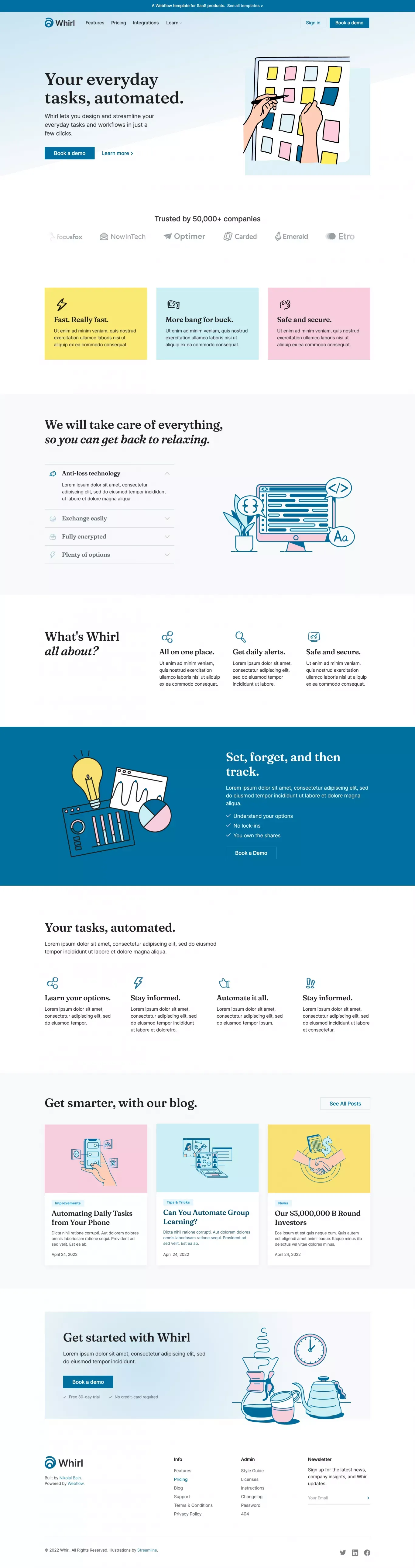 Whirl - Webflow HTML website template - Template design