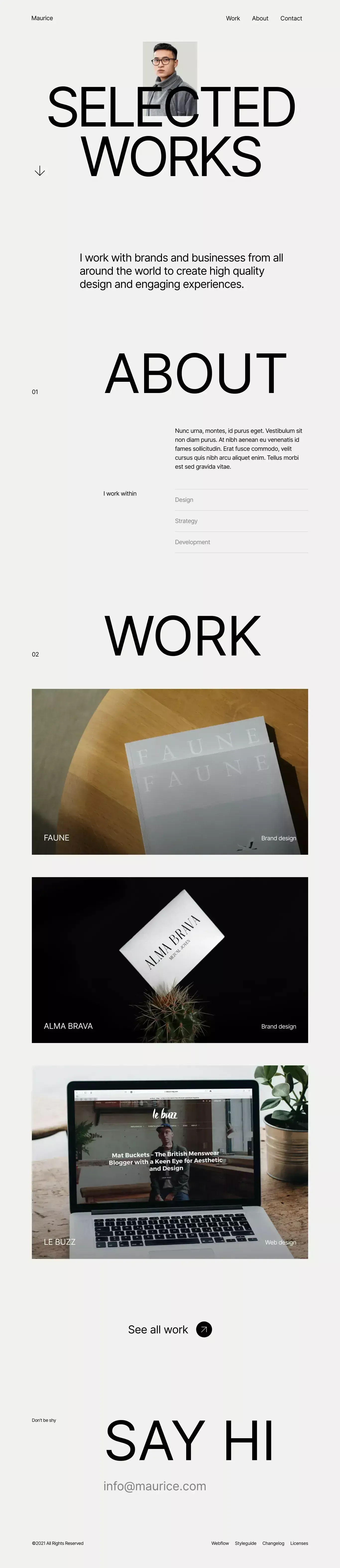 Maurice - Webflow website template - Template design