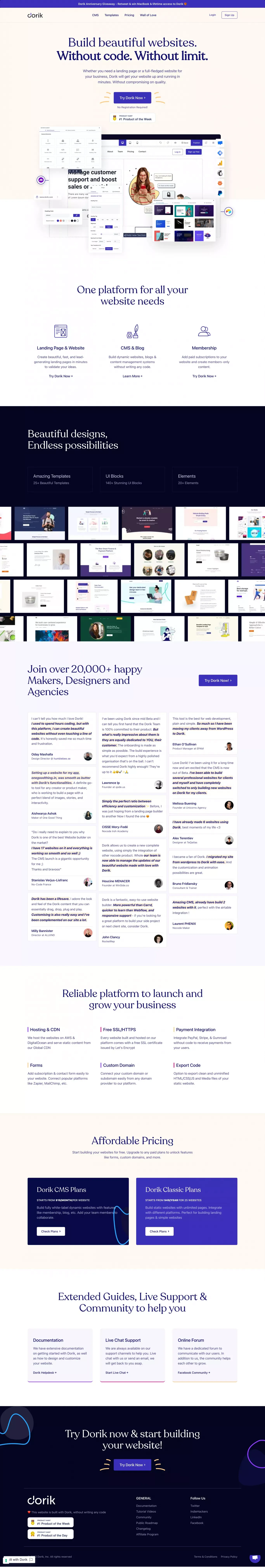 Dorik - Build Beautiful Websites Without Code! - Landing design