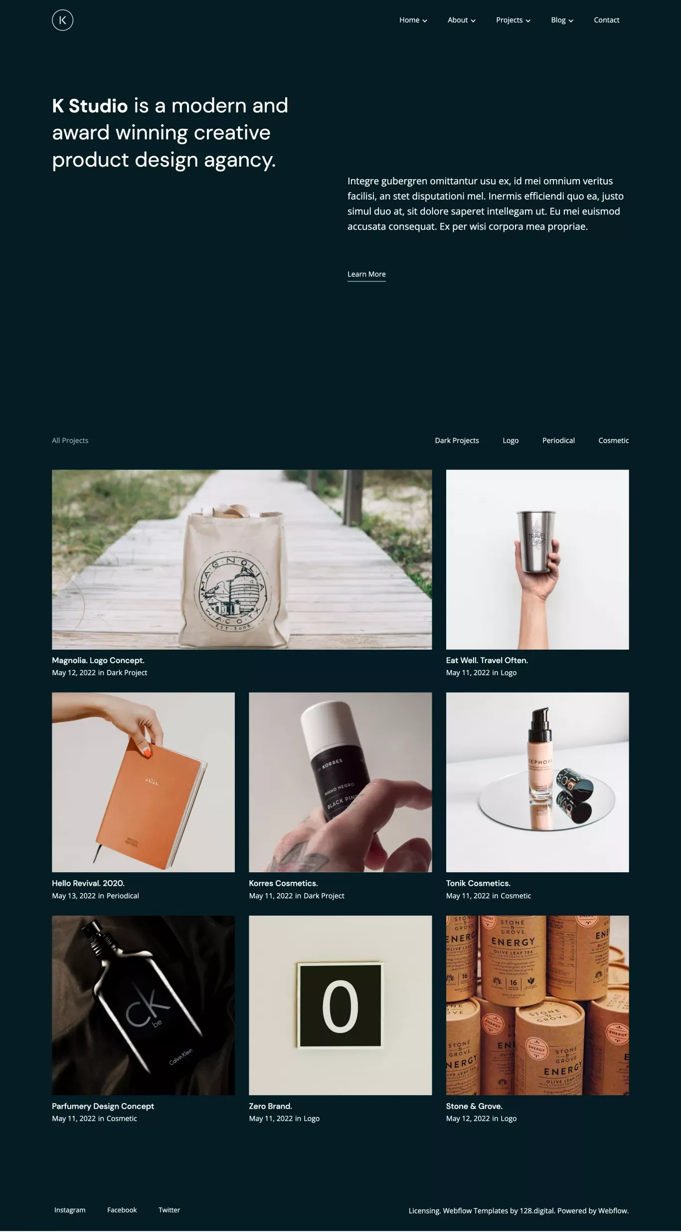 K 128 - Webflow website template - Template design