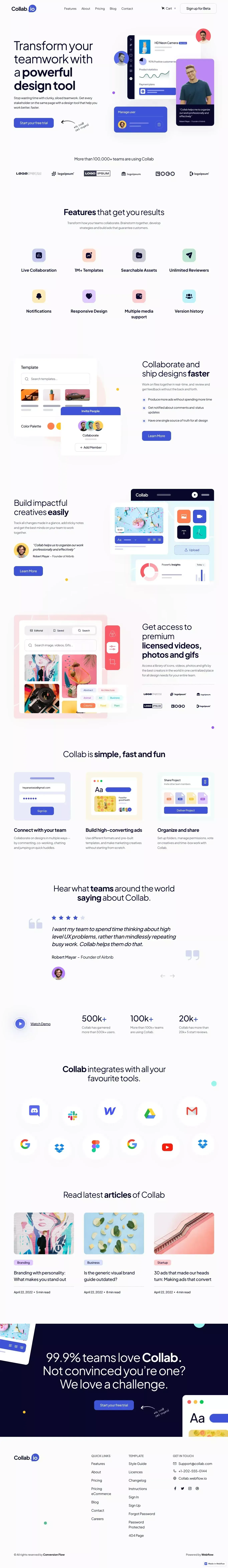 Collab - Webflow Ecommerce Website Template - Template design