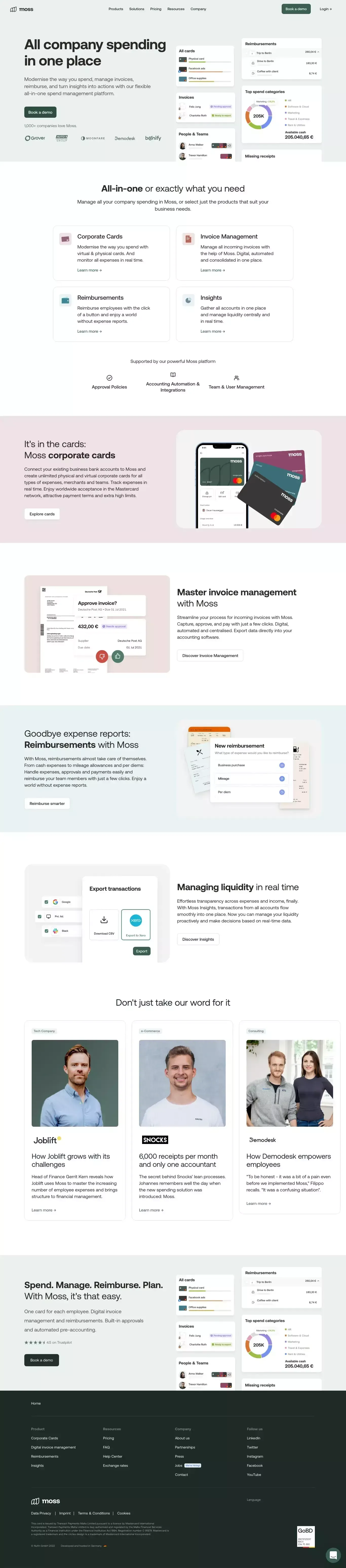 Moss: The all-in-one spend management platform - Landing design