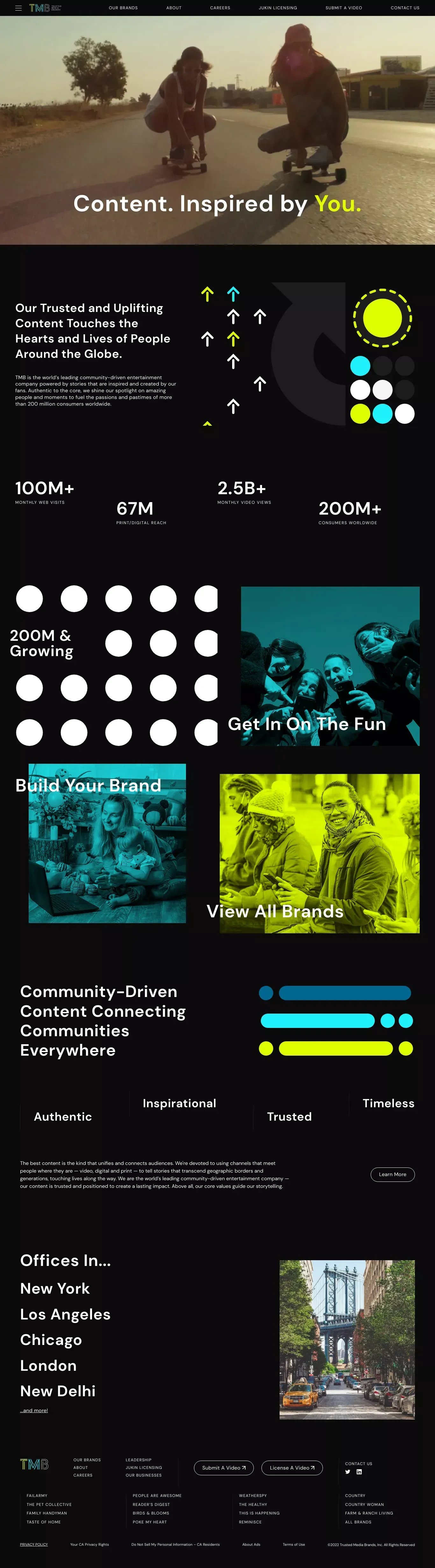 TMB | Connecting Audiences | Content. Inspired by You. - Landing design