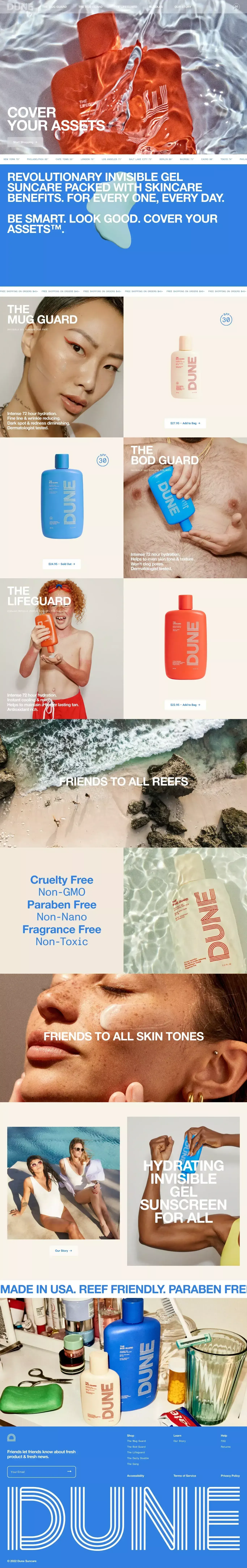 Dune Suncare - Ecommerce design