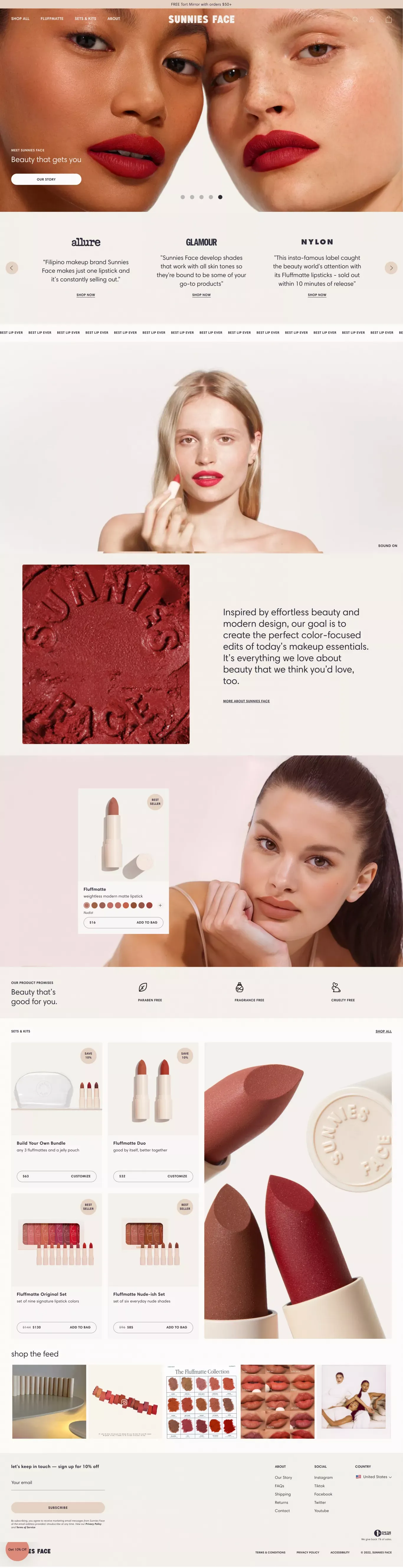 Sunnies Face | Beauty That Gets You | Cruelty Free Makeup - Ecommerce design
