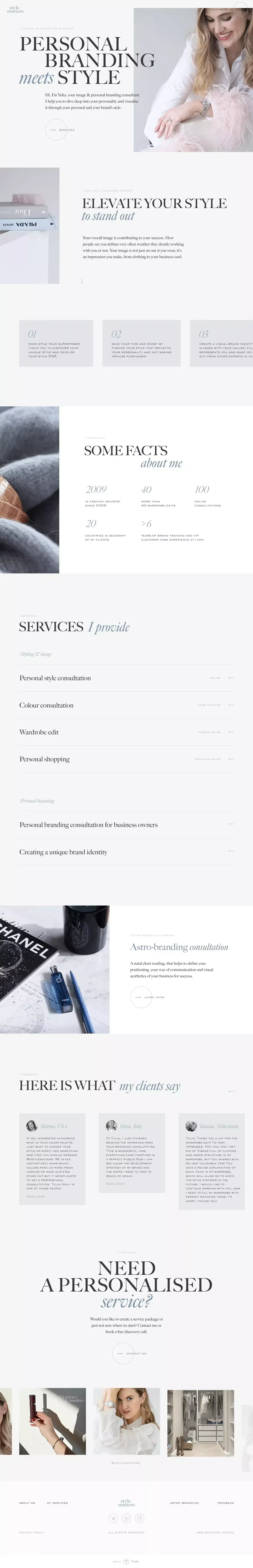 Personal branding meets style - Landing design
