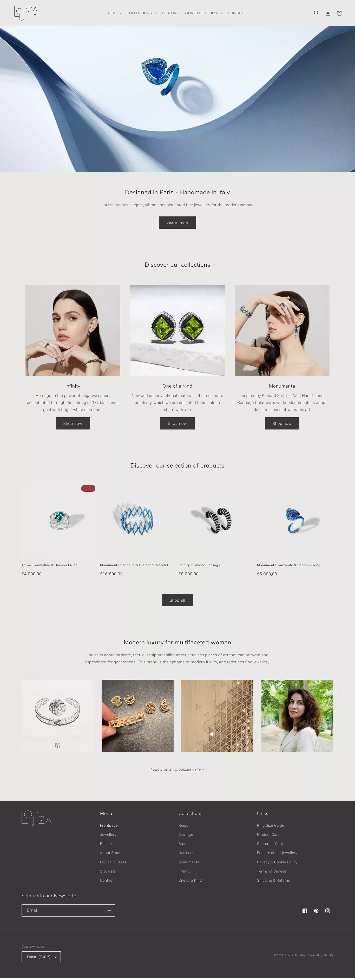 Louiza Jewellery | Designed in Paris - Handcrafted in Italy - Ecommerce design