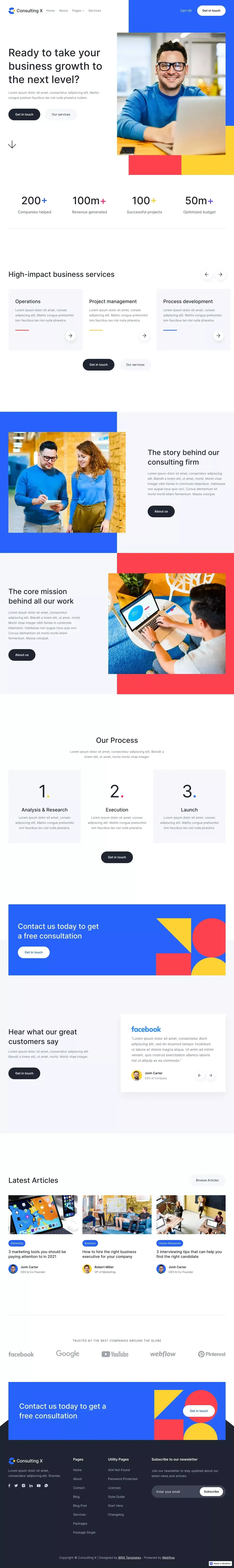 Consulting X - Webflow Ecommerce website template - Template design