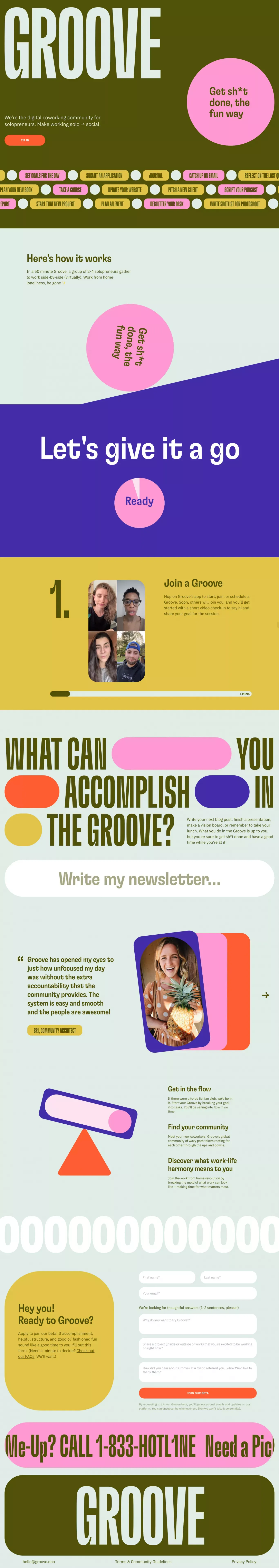 Groove | Digital coworking for solopreneurs - Landing design