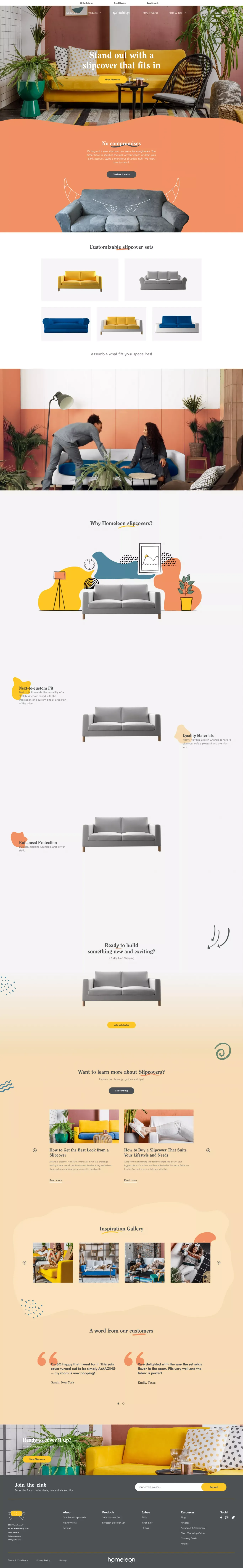 Homeleon | Personalize Your Comfort Zone with our Slipcovers - Ecommerce design