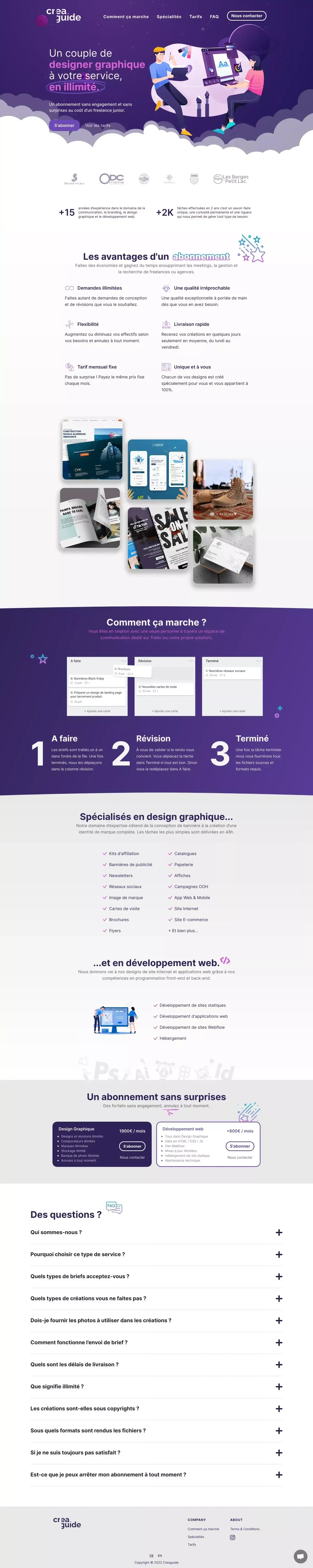 Creaguide - Service de design graphique en illimité par abonnement - website design
