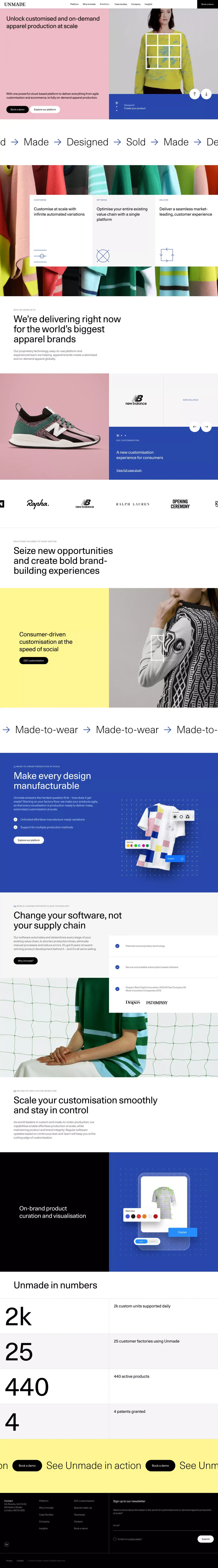 Unmade | Unlock Customised And On-Demand Apparel Production At Scale - Landing design