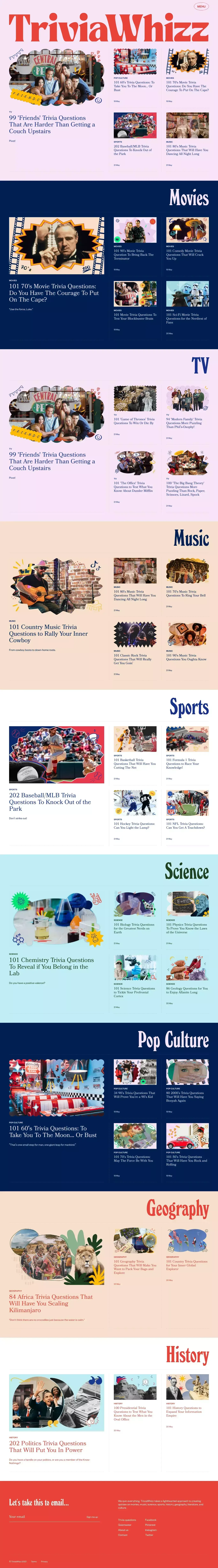 TriviaWhizz | Daily Trivia Quizzes - Blog design