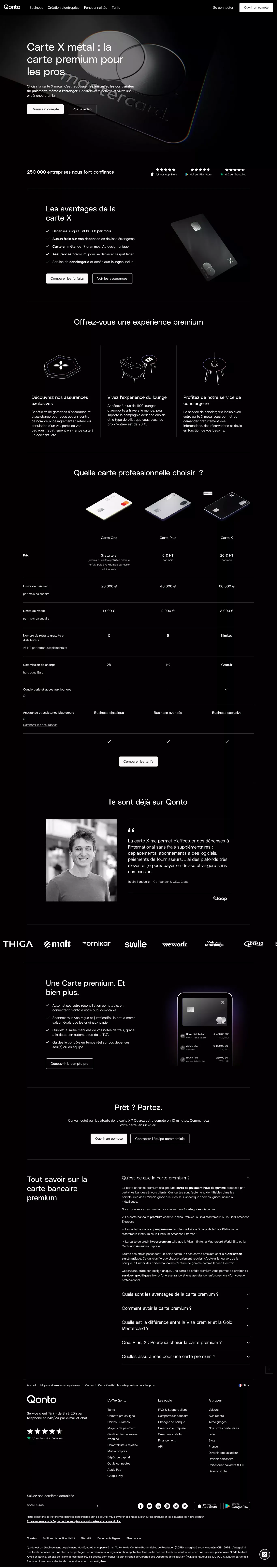Carte X métal : la carte premium pour les pros - Landing design