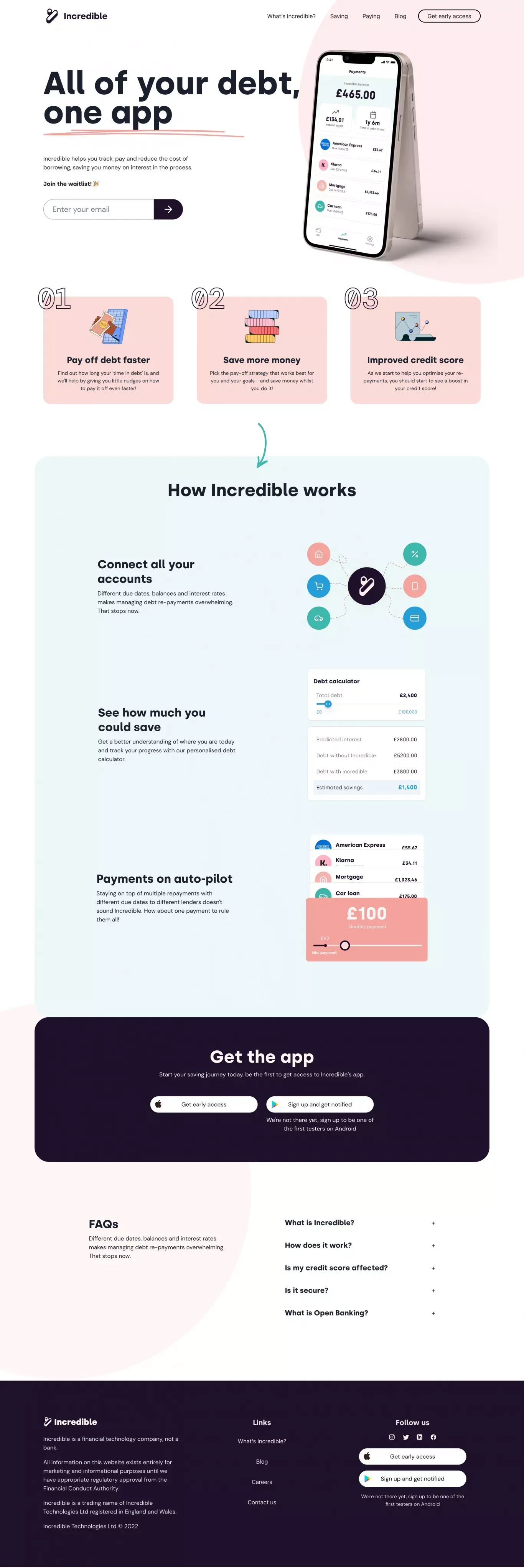 Incredible - Save on your debt - Landing design