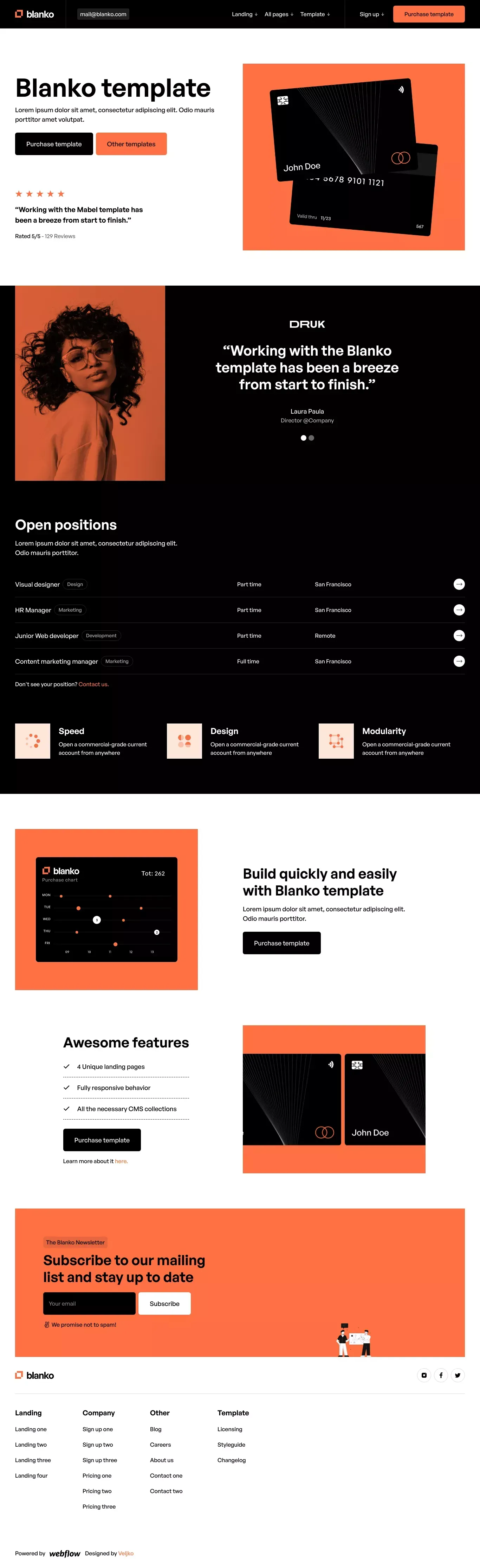 Blanko - Webflow website template - Template design