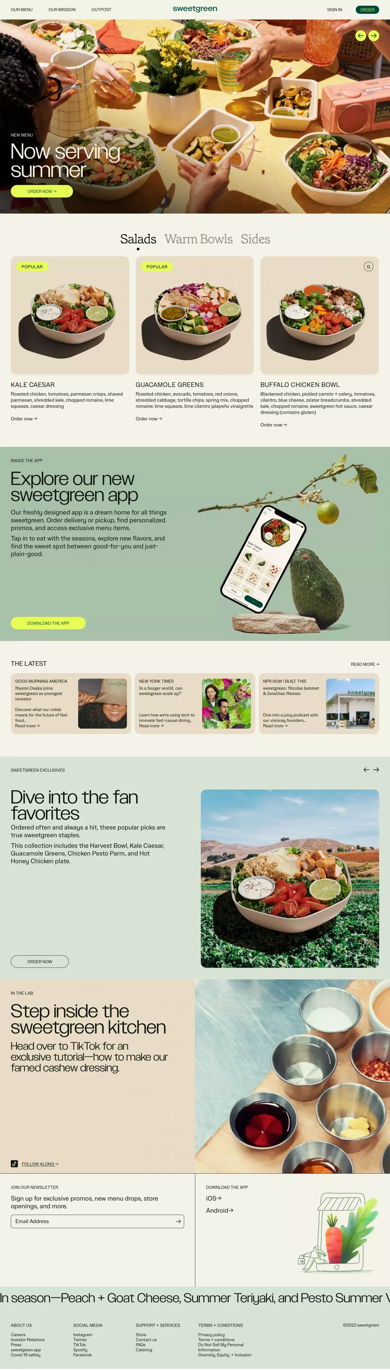 sweetgreen | Inspiring healthier communities - Ecommerce design