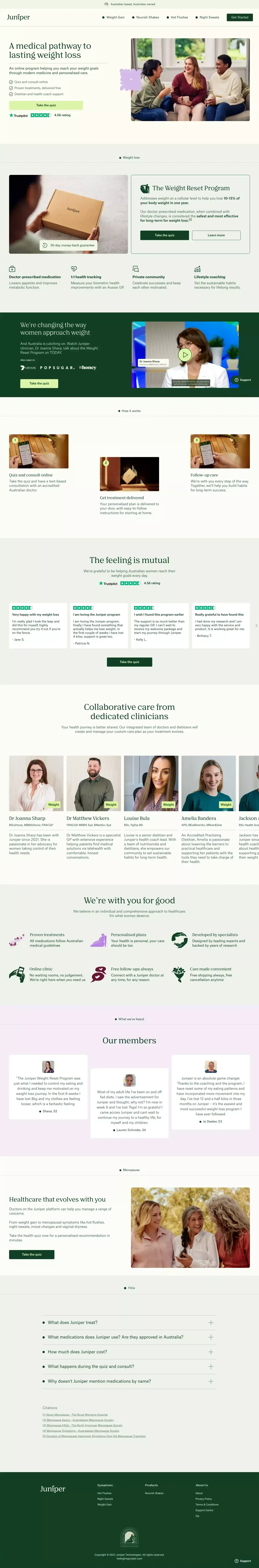 Juniper | Modern Healthcare Treatments For All Women - Landing design