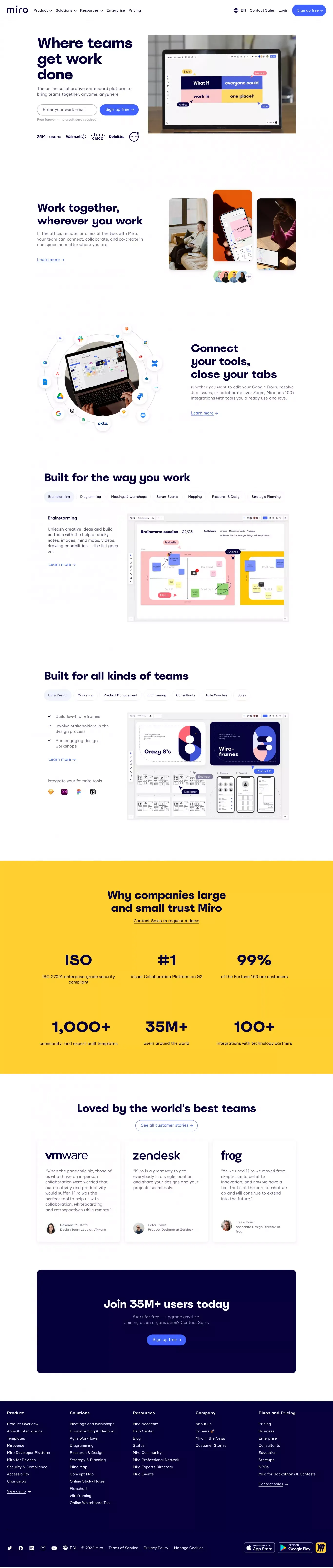 The Visual Collaboration Platform for Every Team | Miro - Landing design
