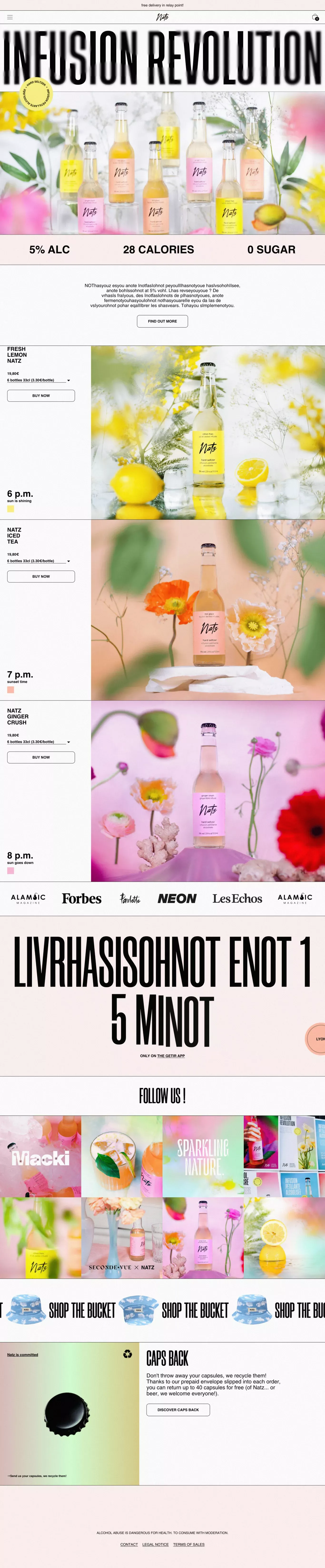 Natz | Hard Seltzer | Infusion pétillante alcoolisée - Ecommerce design