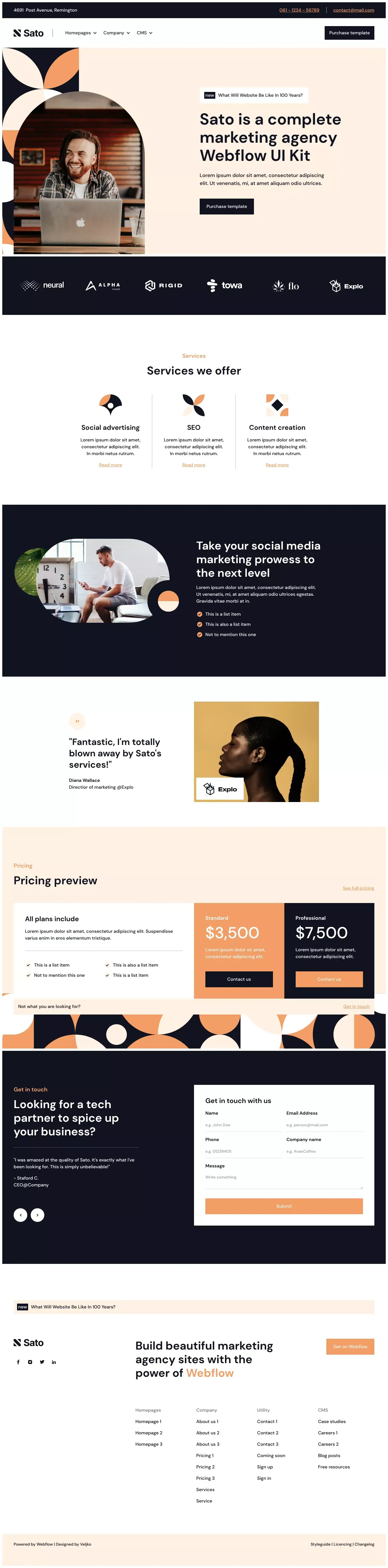 Sato - Webflow HTML website template - Template design