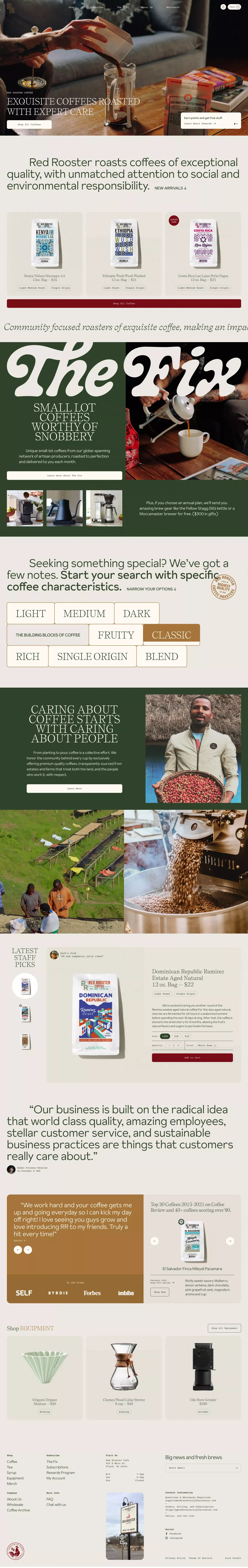 Red Rooster Coffee - Ecommerce design
