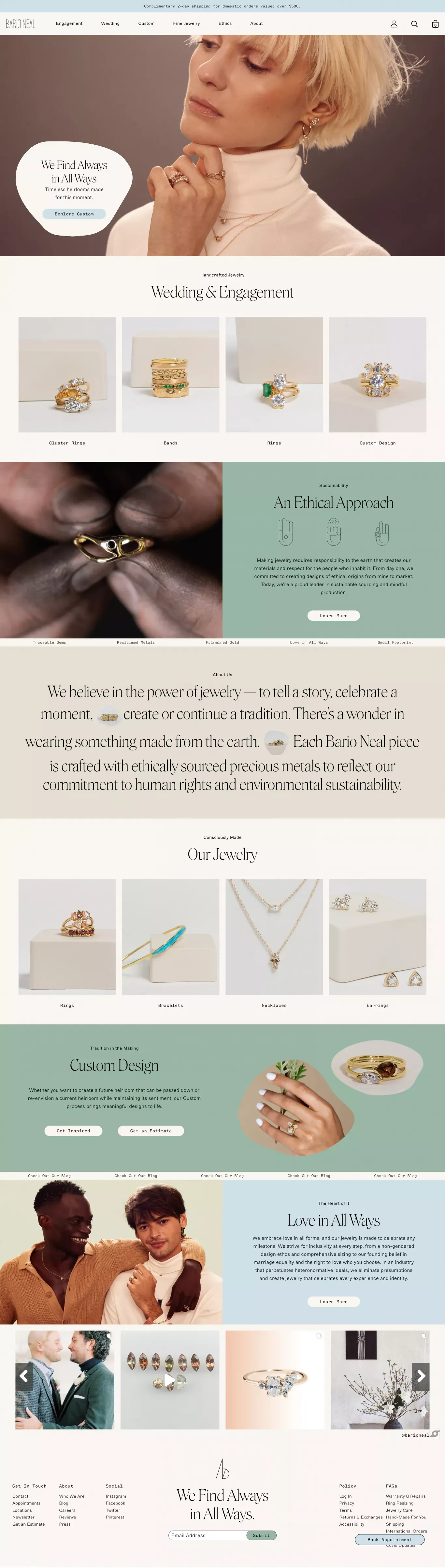 Custom Jewelry | Wedding Rings - Bario Neal - Ecommerce design