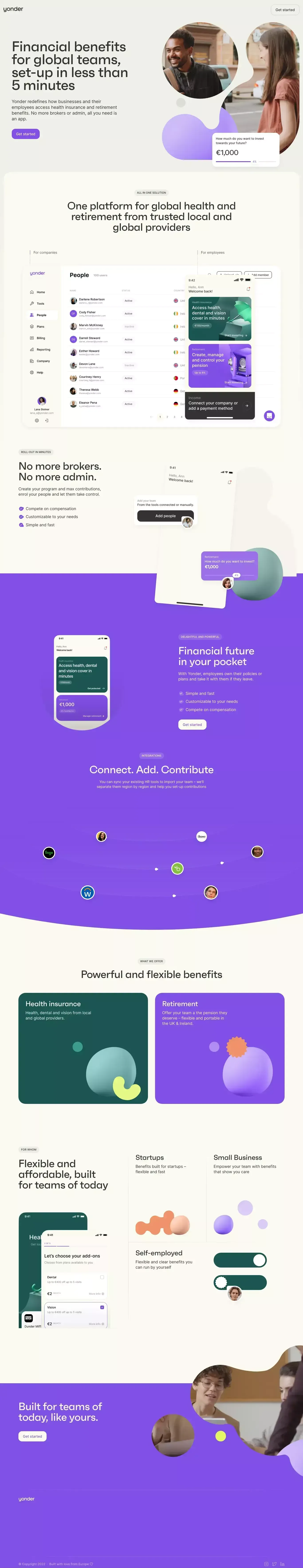 Yonder - Landing design
