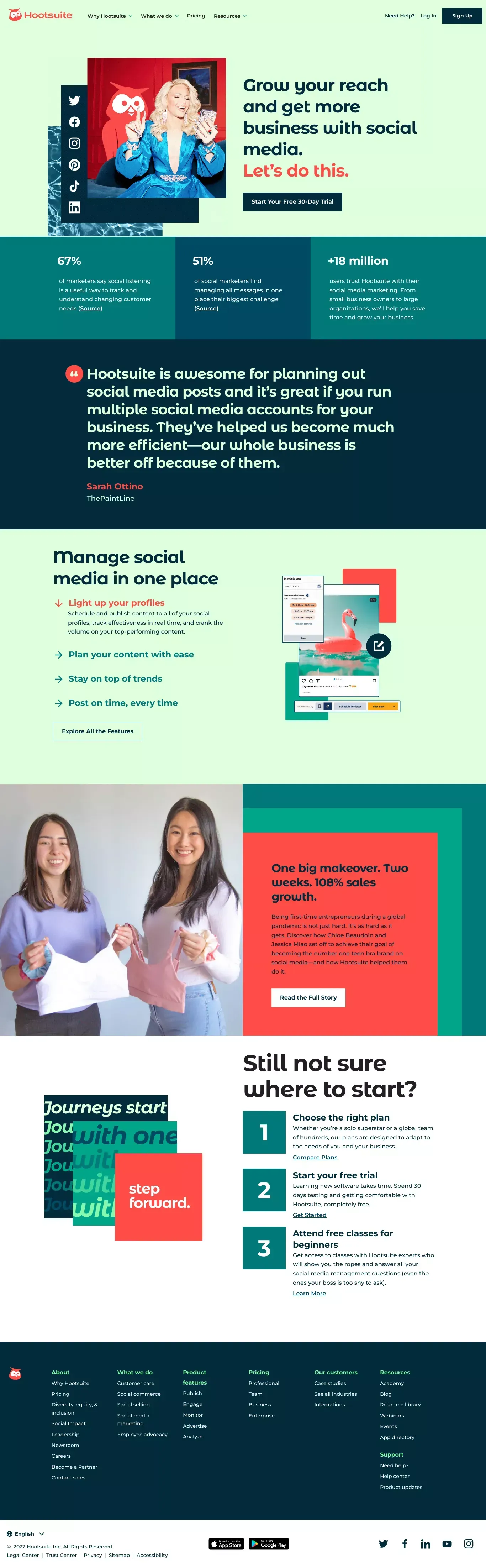 Social Media Marketing and Management Dashboard  - Hootsuite - Landing design