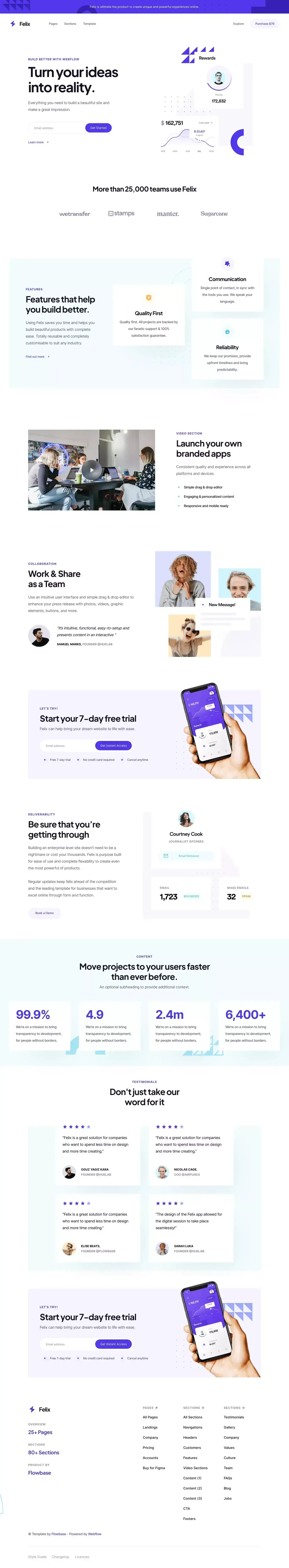 Felix - Webflow HTML website template - Template design