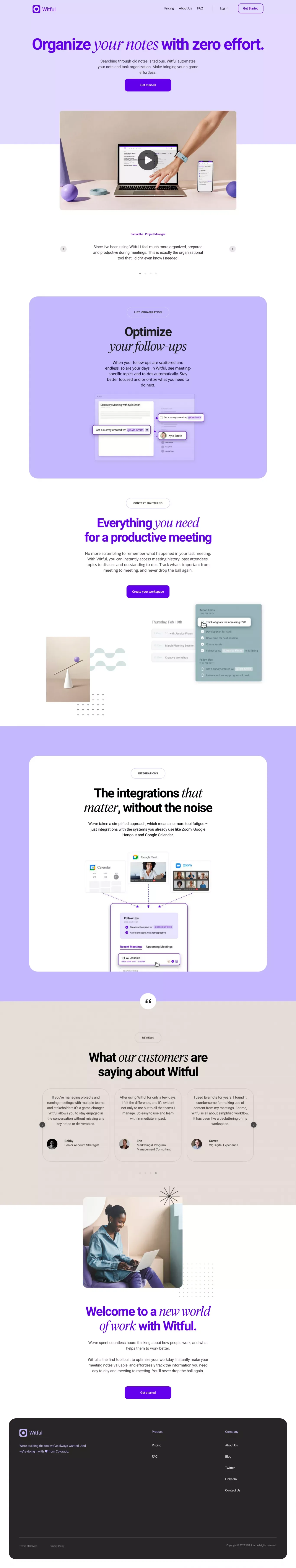 Witful • The calendar-based app that organizes your day - Landing design