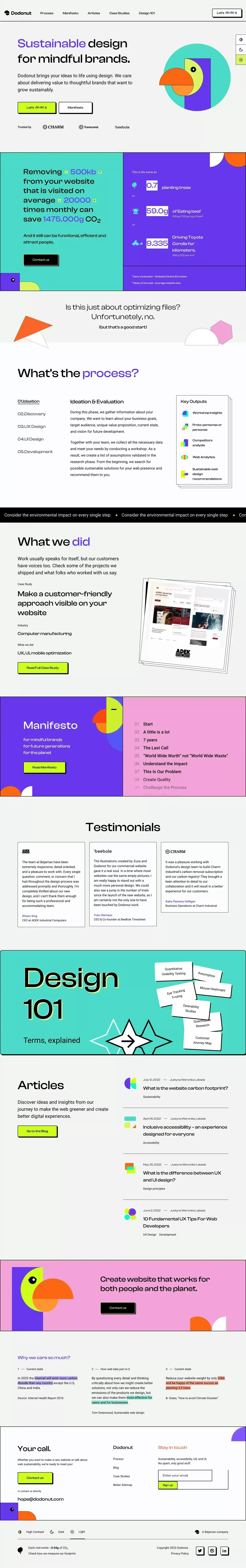 Dodonut: Sustainable design for mindful brands. - Landing design