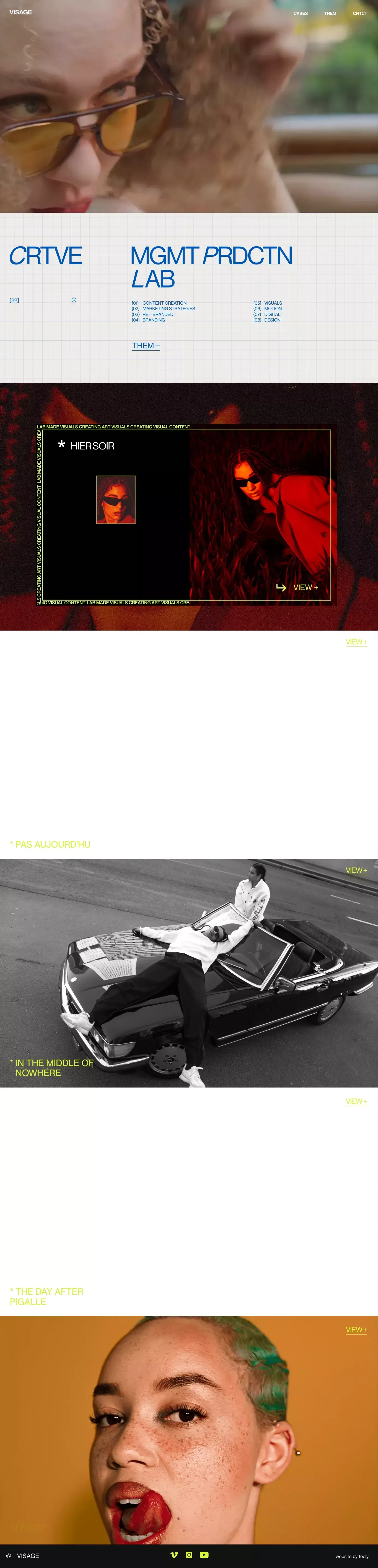 Visage - website design