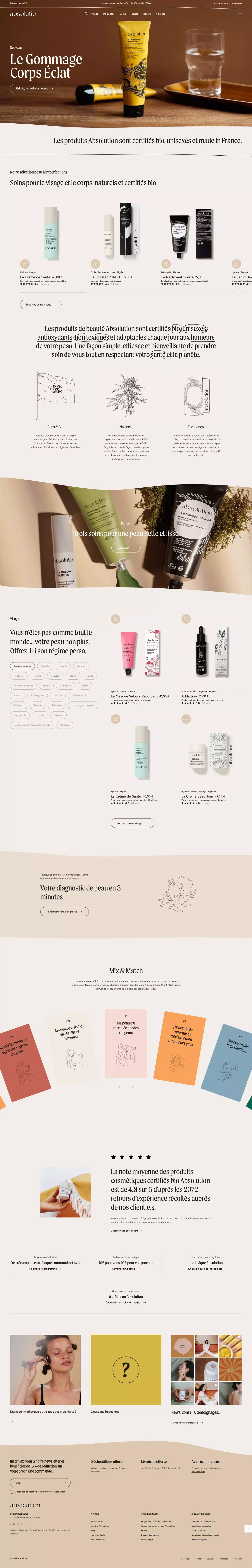 Absolution Cosmetics | Cosmétiques certifiés Bio - Absolution - Ecommerce design