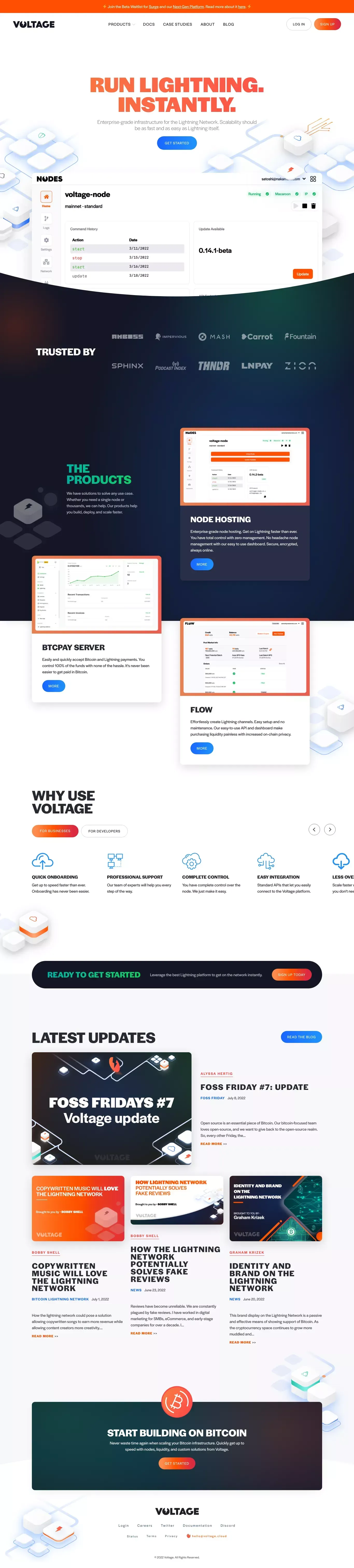 Voltage | Lightning Node & Bitcoin Infrastructure - website design