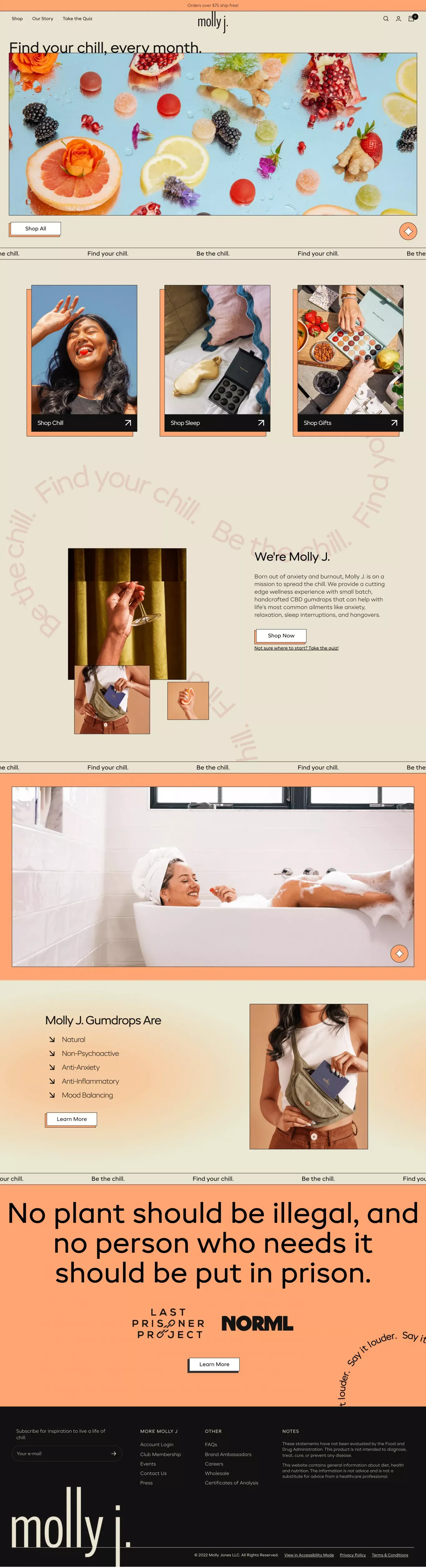 Molly J. CBD | As in life, chill to enjoy - Ecommerce design