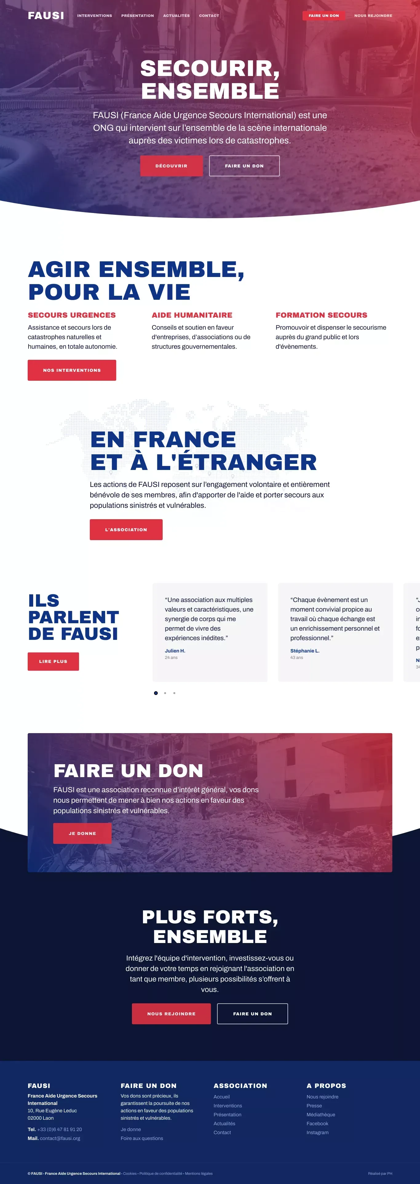 FAUSI (France Aide Urgence Secours International) - website design