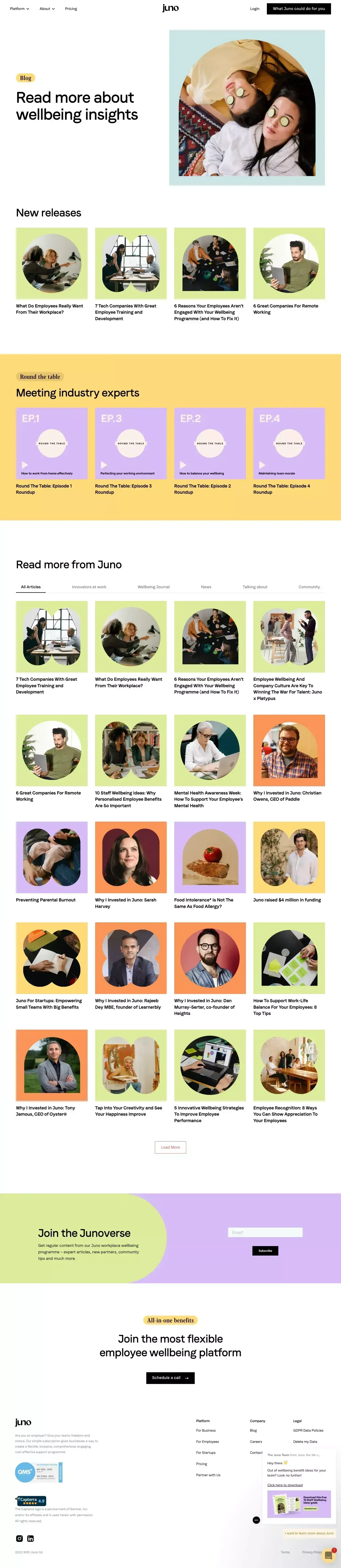 Juno Blog: Read about employee wellbeing and benefits - Blog design
