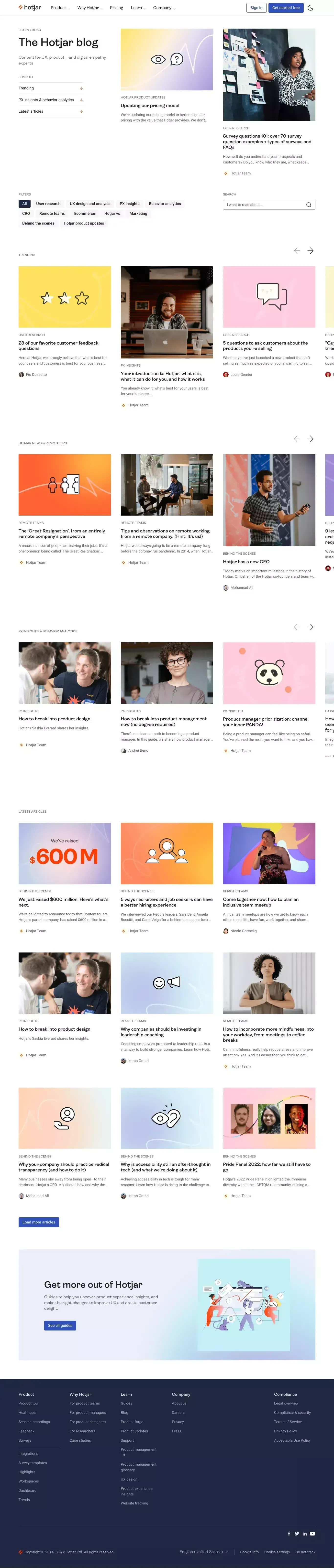 Blog | Hotjar - Blog design