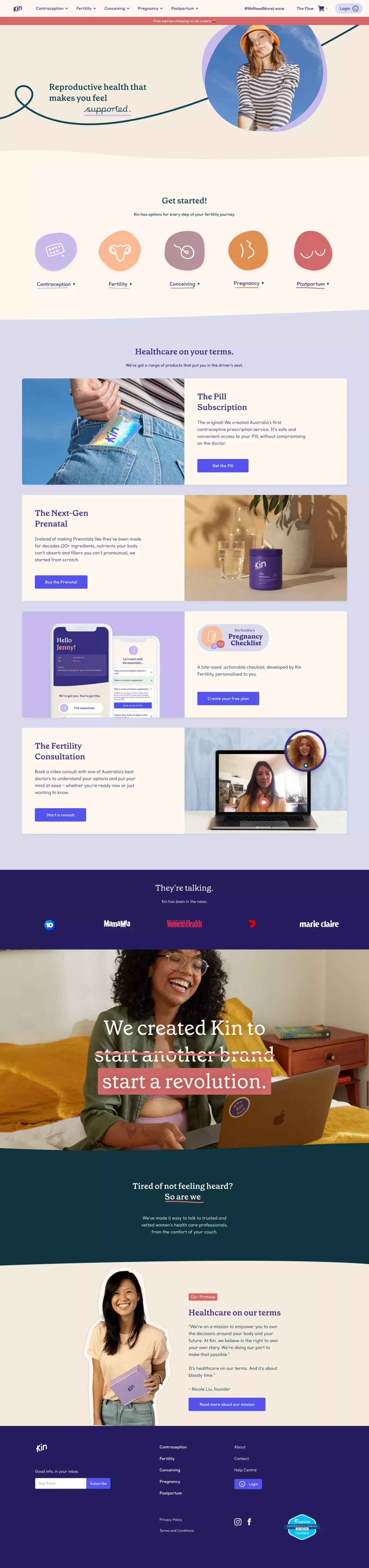 Kin Fertility | Supporting Your Fertility Journey - Ecommerce design