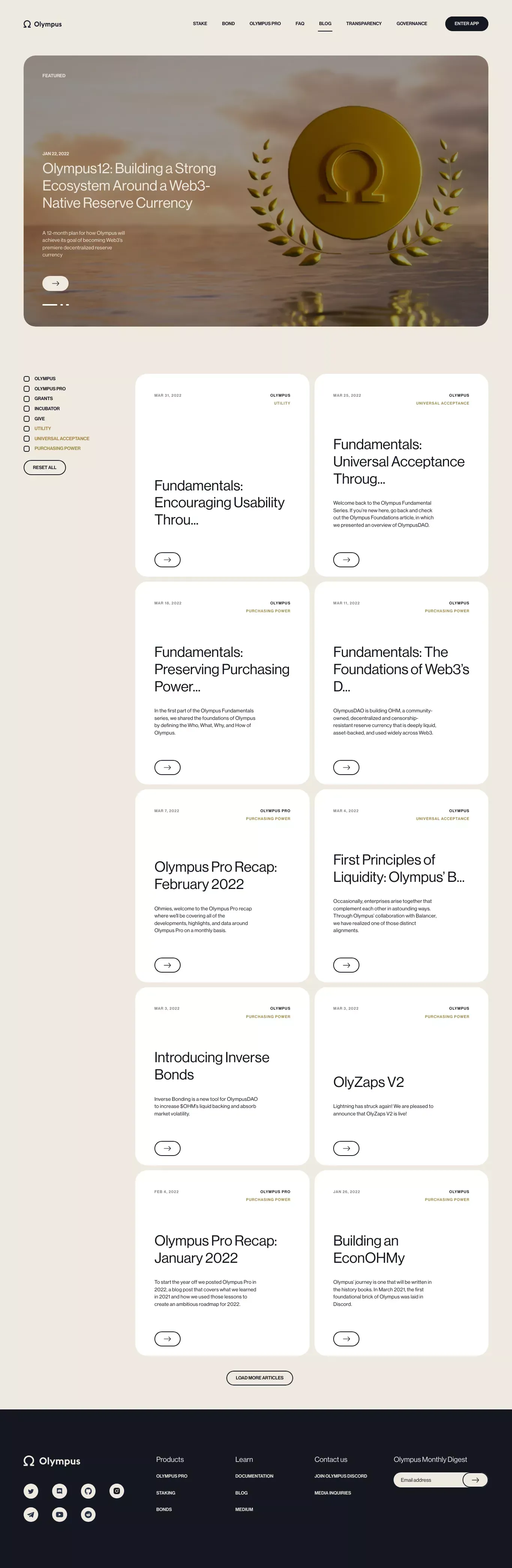 Olympus | Blog - Blog design